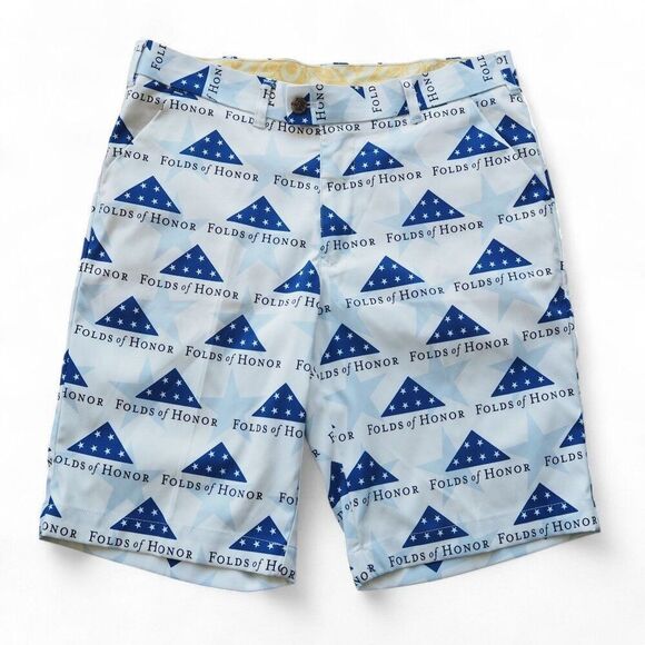 LoudMouth 'Stars of Honor - Folds of Honor" Golf Shorts White / Blue Men's 34 - Picture 1 of 5